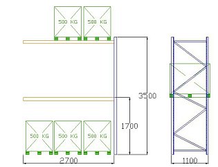 Pal-Rack 3500 pole 2700 / 500 kg / přídavné pole