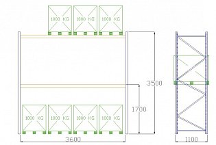 Pal-Rack 3500 pole 3600 / 950 kg / základní pole